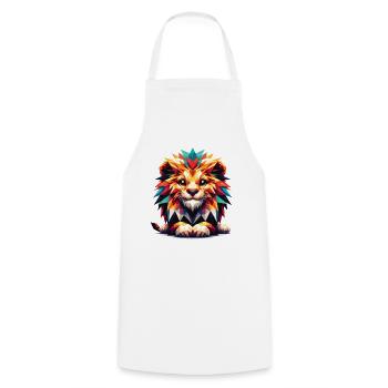 Colorful Lion Head Lion Boy Polygon Geometric - Cooking Apron - white - Front - AI Model Male 185 dark (185cm)