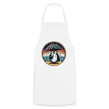 Penguin in the rain with umbrella on the beach - Cooking Apron - white - Front - AI Model Male 185 dark (185cm)