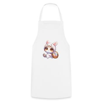 Cat In a Bunny Outfit With Easter Basket - Cooking Apron - white - Front - AI Model Male 185 dark (185cm)