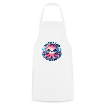 Protect Our Oceans Chibi Cute Octopus Earth Day - Cooking Apron - white - Front - AI Model Male 185 dark (185cm)