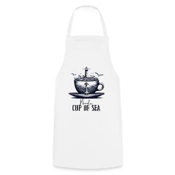 Need a cup of sea maritime mug sea lighthouse - Cooking Apron - white - Front - AI Model Male 185 dark (185cm)