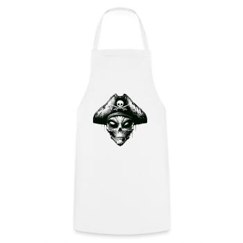 Alien Pirate with Pirate Hat Graffiti Style - Cooking Apron - white - Front - AI Model Male 185 dark (185cm)
