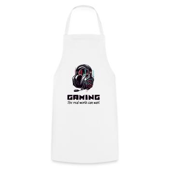 Gaming The real world can wait Gamer Sprüche Shirt - Kochschürze - Weiß - Vorne - AI Model Male 185 dark (185cm)