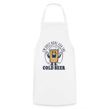 I'M ONLY HERE FOR THE COLD BEER RETRO SPRUCH BIER - Cooking Apron - white - Front - AI Model Male 185 dark (185cm)