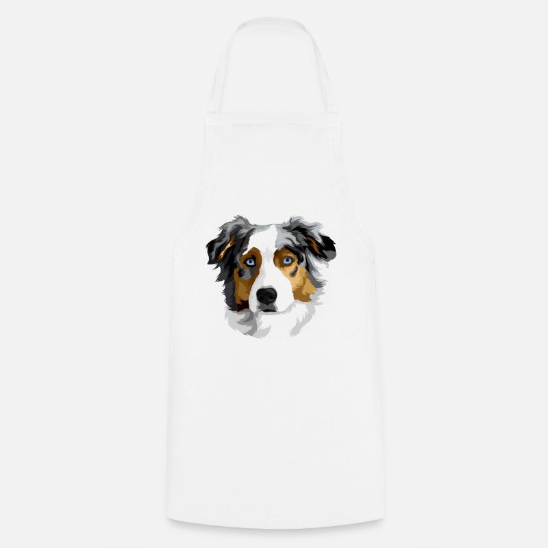 Australian Shepherd Kopf - Kochschürze - Weiß