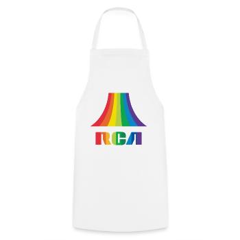 RCA Logo Bunt - Kochschürze - Weiß - Vorne - AI Model Male 185 dark (185cm)