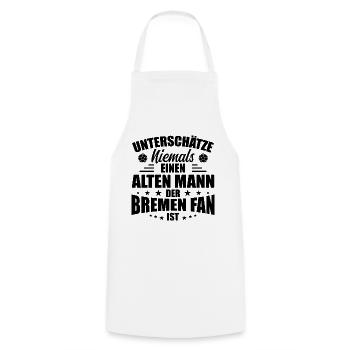 Old Man - Bremen Fan - Retro Vintage Football - Cooking Apron - white - Front - AI Model Male 185 dark (185cm)