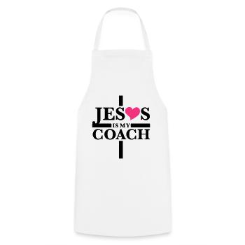 Jesus is my Coach I Love Heart - Kochschürze - Weiß - Vorne - AI Model Male 185 dark (185cm)