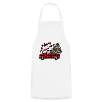 christmas truck, Merry Christmas Holiday - Cooking Apron - white - Front - AI Model Male 185 dark (185cm)