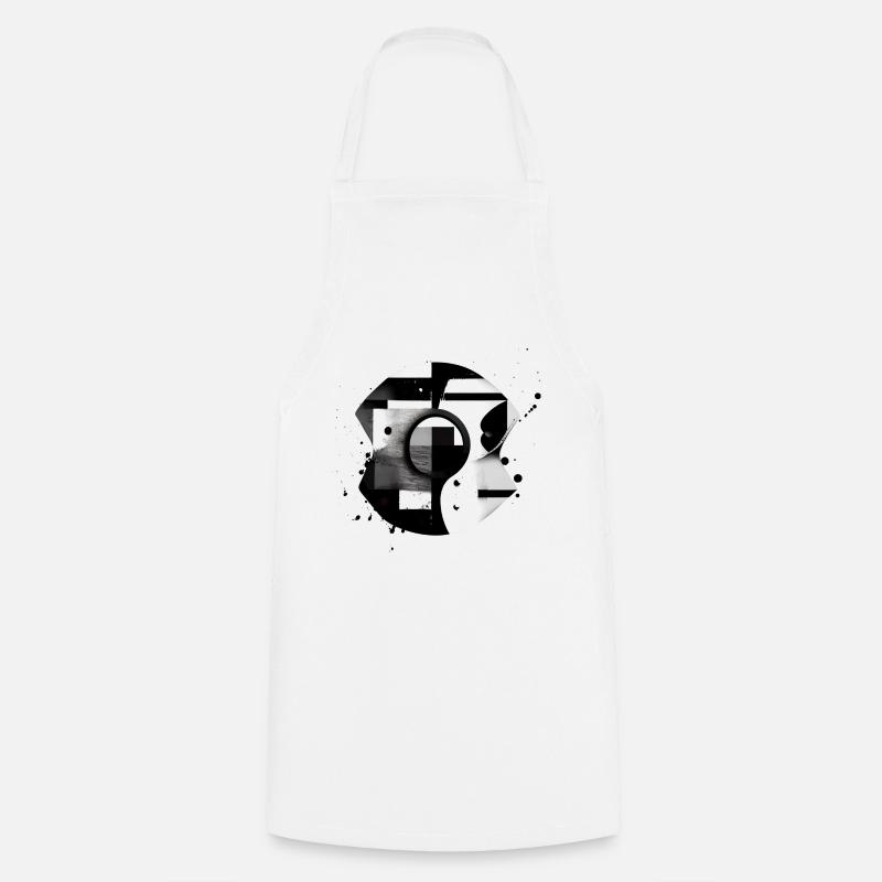 Abstrait Monochrome Art, Design Graphique Moderne - Tablier de cuisine - blanc
