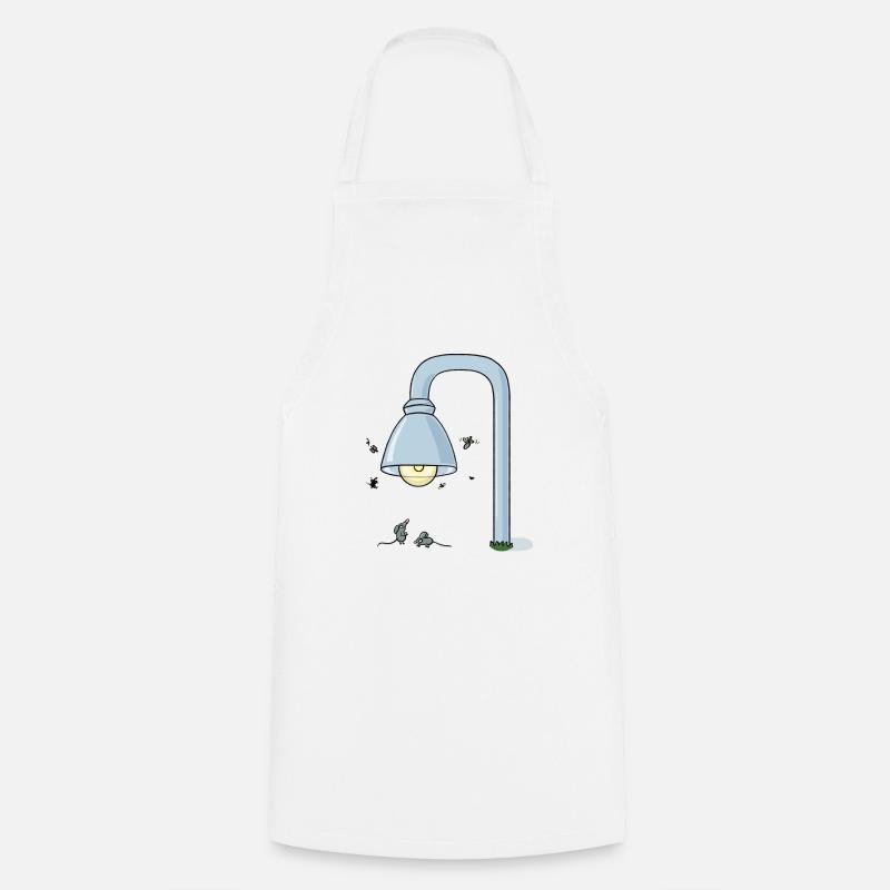 Two little mice meet under a lantern - Cooking Apron - white