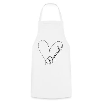 Dominika Name Heart Line - Cooking Apron - white - Front - AI Model Male 185 dark (185cm)