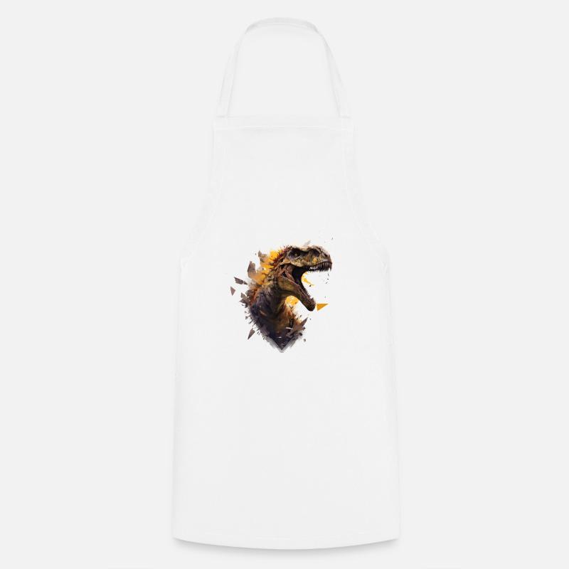 cool dino breaking through a wall - Cooking Apron - white