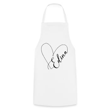 Edina Name Heart Line - Cooking Apron - white - Front - AI Model Male 185 dark (185cm)