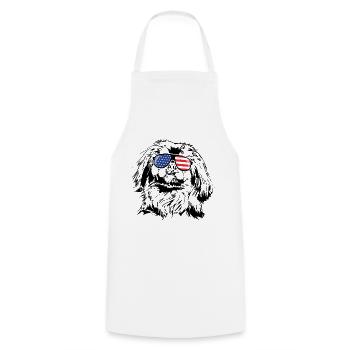 BEIJINGESE America Flag Dogs Wilsigns - Cooking Apron - white - Front - AI Model Male 185 dark (185cm)