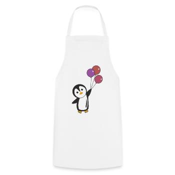 Lustiger Pinguin fliegt mit Ballons oben - Kochschürze - Weiß - Vorne - AI Model Male 185 dark (185cm)