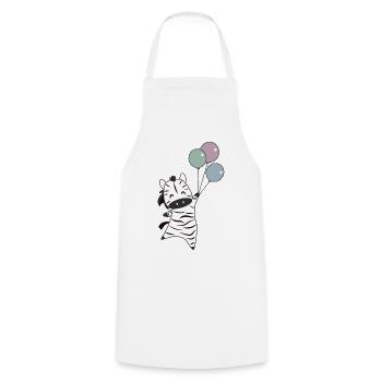 Zebra flies with balloons upwards cute animals - Cooking Apron - white - Front - AI Model Male 185 dark (185cm)