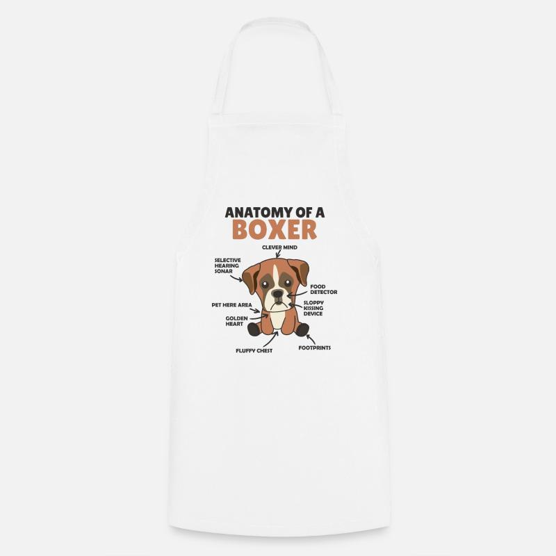 Anatomie d’un boxeur mignon chien chiot - Tablier de cuisine - blanc