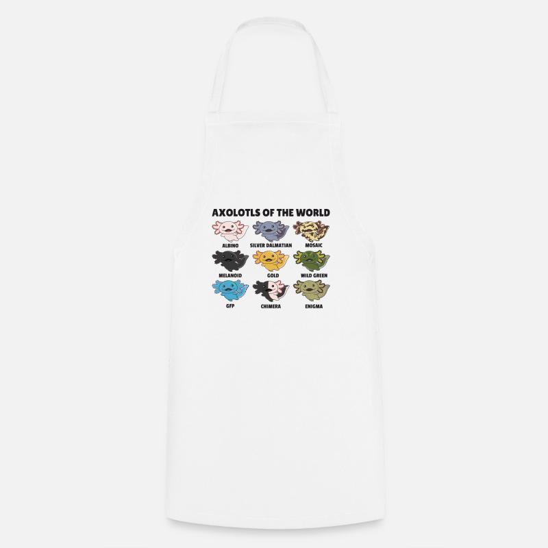 Axolotls du monde animaux doux Espèces d’Axolotl - Tablier de cuisine - blanc