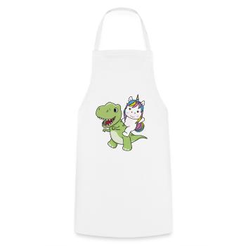 La licorne monte sur un dinosaure doux Trex avec des licornes - Tablier de cuisine - blanc - Devant - AI Model Male 185 dark (185cm)