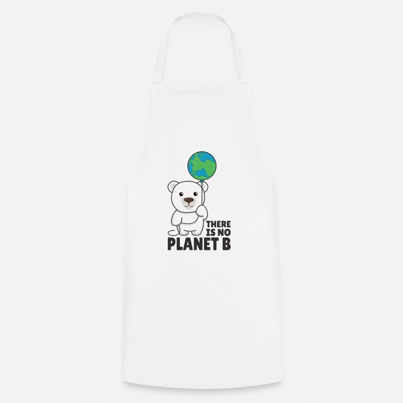 Polar bear with earth Climate protection there is no planet b - Cooking Apron - white