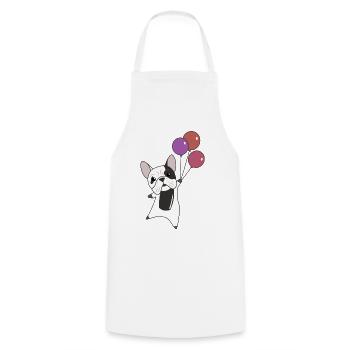Bulldog flies balloons above cute animals dogs - Cooking Apron - white - Front - AI Model Male 185 dark (185cm)