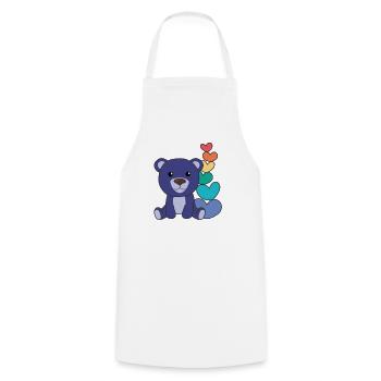 Rainbow Hearts Pride LGBTQ Mignons Animaux Ours - Tablier de cuisine - blanc - Devant - AI Model Male 185 dark (185cm)