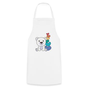 Rainbow Hearts Pride LGBTQ Cute Animals Polar Bear - Cooking Apron - white - Front - AI Model Male 185 dark (185cm)