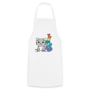 Rainbow Hearts Pride LGBTQ cute animals cat - Cooking Apron - white - Front - AI Model Male 185 dark (185cm)