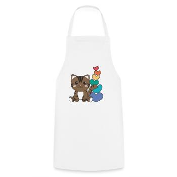 Regenbogen Herzen Pride LGBTQ süße tiere Katze - Kochschürze - Weiß - Vorne - AI Model Male 185 dark (185cm)