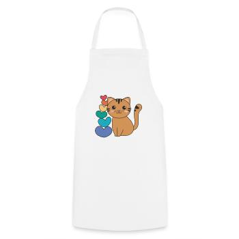 Rainbow Hearts Pride LGBTQ cute animals cat - Cooking Apron - white - Front - AI Model Male 185 dark (185cm)