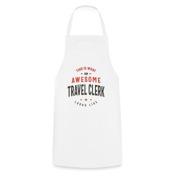 Funny Awesome Travel Clerk Job Occupation - Cooking Apron - white - Front - AI Model Male 185 dark (185cm)