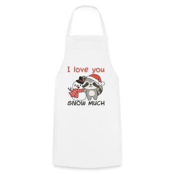 Raccoon I love you snow much snowman pun - Cooking Apron - white - Front - AI Model Male 185 dark (185cm)