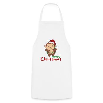 monkey merry christmas winter animals monkeys - Cooking Apron - white - Front - AI Model Male 185 dark (185cm)