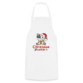 Chat de Noël Chats Mignon de Noël - Tablier de cuisine - blanc - Devant - AI Model Male 185 dark (185cm)