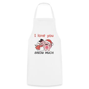 Axolotl I love you snow much snowman wordplay - Cooking Apron - white - Front - AI Model Male 185 dark (185cm)