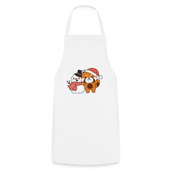 Panda roux avec bonhomme de neige en hiver pour Noël - Tablier de cuisine - blanc - Devant - AI Model Male 185 dark (185cm)