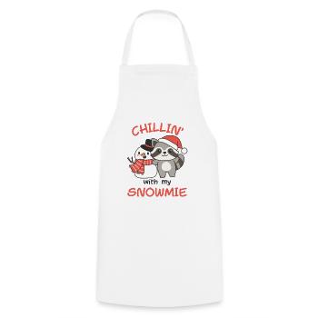 Raccoon Chillin avec mon bonhomme de neige - Tablier de cuisine - blanc - Devant - AI Model Male 185 dark (185cm)