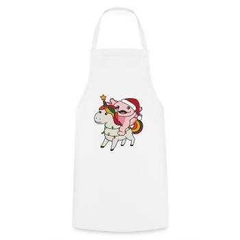 Noël Axolotl Joyeux Noël Licorne - Tablier de cuisine - blanc - Devant - AI Model Male 185 dark (185cm)