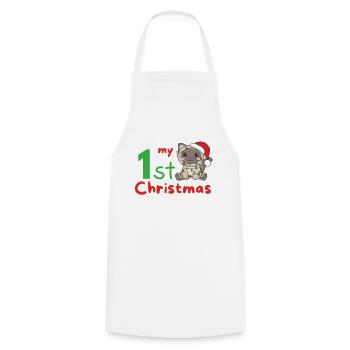 Chat de Noël Chats mon 1er Noël - Tablier de cuisine - blanc - Devant - AI Model Male 185 dark (185cm)
