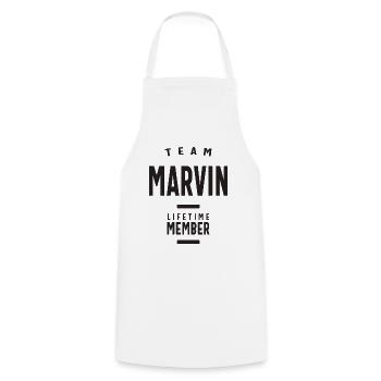 Team Marvin Lifetime Mitglied - Kochschürze - Weiß - Vorne - AI Model Male 185 dark (185cm)