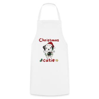 Chiens de Noël dalmates Mignon de Noël - Tablier de cuisine - blanc - Devant - AI Model Male 185 dark (185cm)