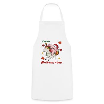 Weihnachts Axolotl frohe Weihnachten Einhorn - Kochschürze - Weiß - Vorne - AI Model Male 185 dark (185cm)