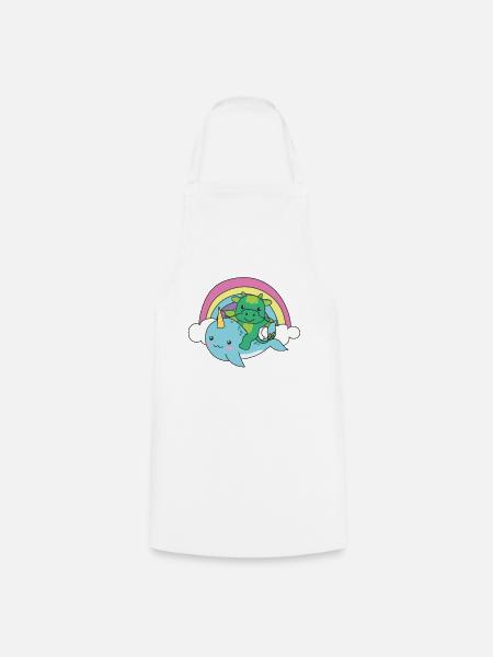 Narwal Drache ozean einhorn kawaii Regenbogen - Kochschürze - Weiß