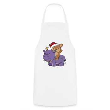 Weihnachts Hippo Reh frohe Weihnachten Hippo Rehe - Kochschürze - Weiß - Vorne - AI Model Male 185 dark (185cm)