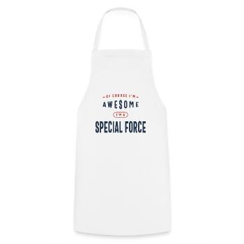 Special Force Job Profession - Cooking Apron - white - Front - AI Model Male 185 dark (185cm)