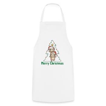 Sloth Christmas tree Christmas animals Sloths - Cooking Apron - white - Front - AI Model Male 185 dark (185cm)