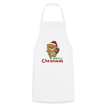 Beaver Merry Christmas Winter Animals Beaver - Cooking Apron - white - Front - AI Model Male 185 dark (185cm)