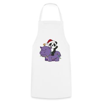 Weihnachts Hippo Panda frohe Weihnachten Hippo - Kochschürze - Weiß - Vorne - AI Model Male 185 dark (185cm)