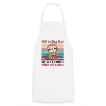 Sloth knitting team sloths knitting comfortably - Cooking Apron - white - Front - AI Model Male 185 dark (185cm)